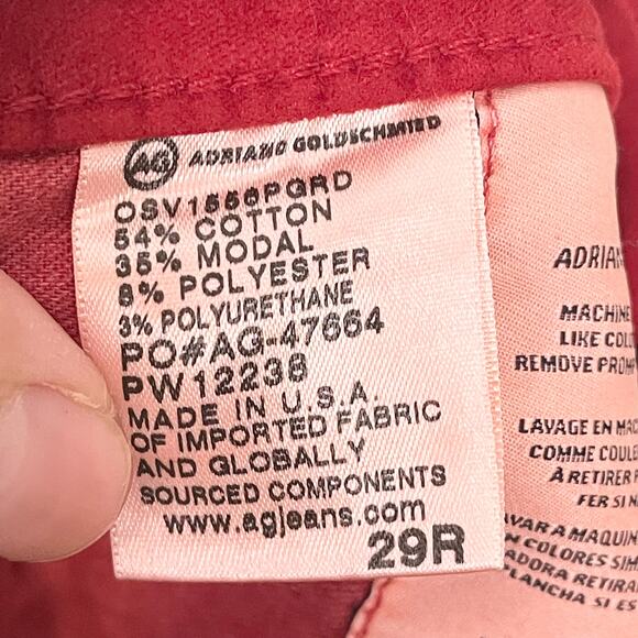 Adriano Goldschmied Jeans Women 29 Red The High Rise Stevie Ankle Slim Straight - Picture 10 of 11